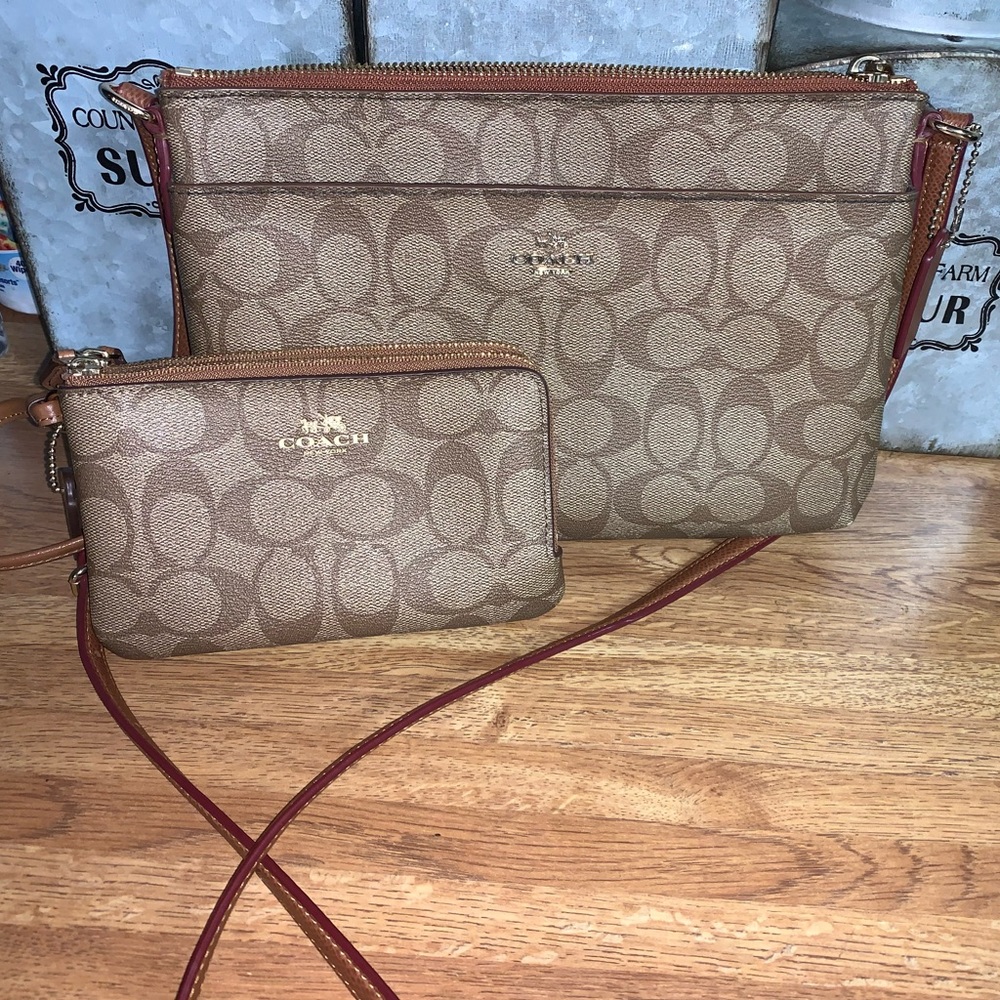 Coach crossbody and wristlet wallet